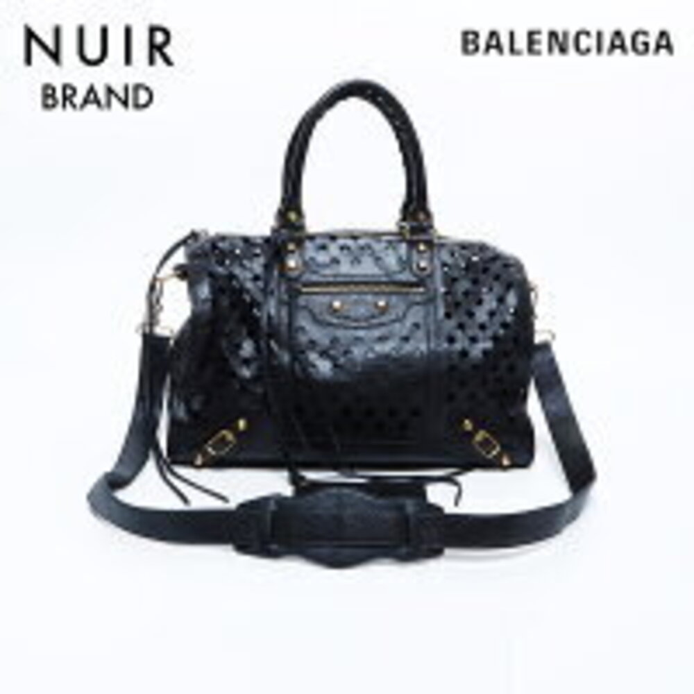 Balenciaga City Leather Shoulder Bag Black